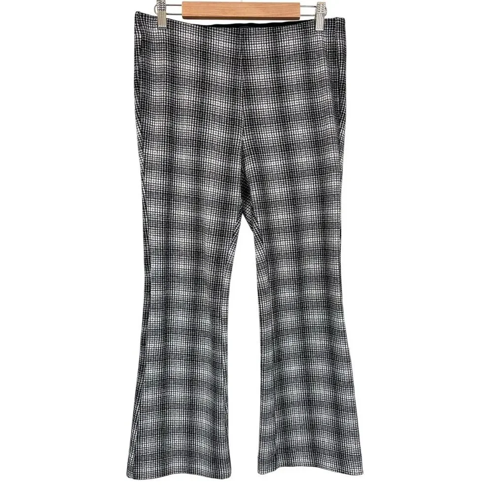 Anthropologie‎ Maeve Plaid Pull on Pants Trousers | Black White Gray | SZ M